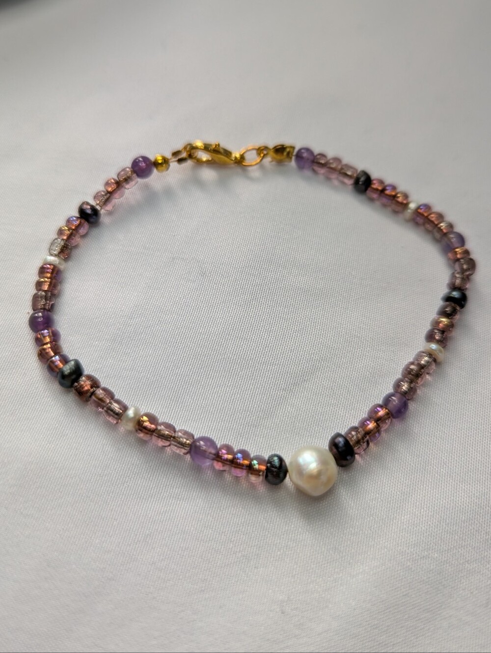 Freshwater Pearl Purple Beaded Pearl Bracelet